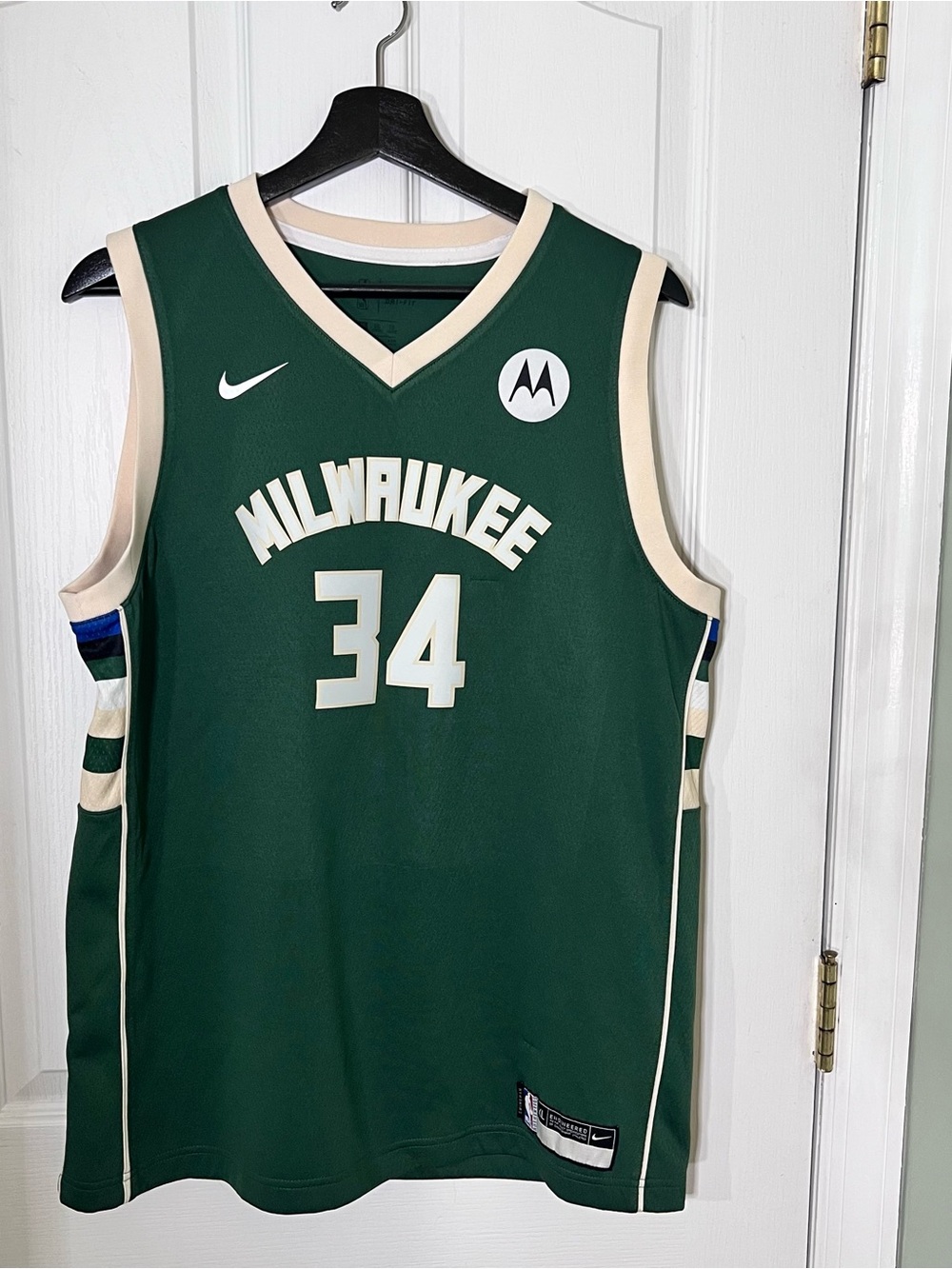 Nike Green Milwaukee #34 Basketball Jersey with Cream Trim